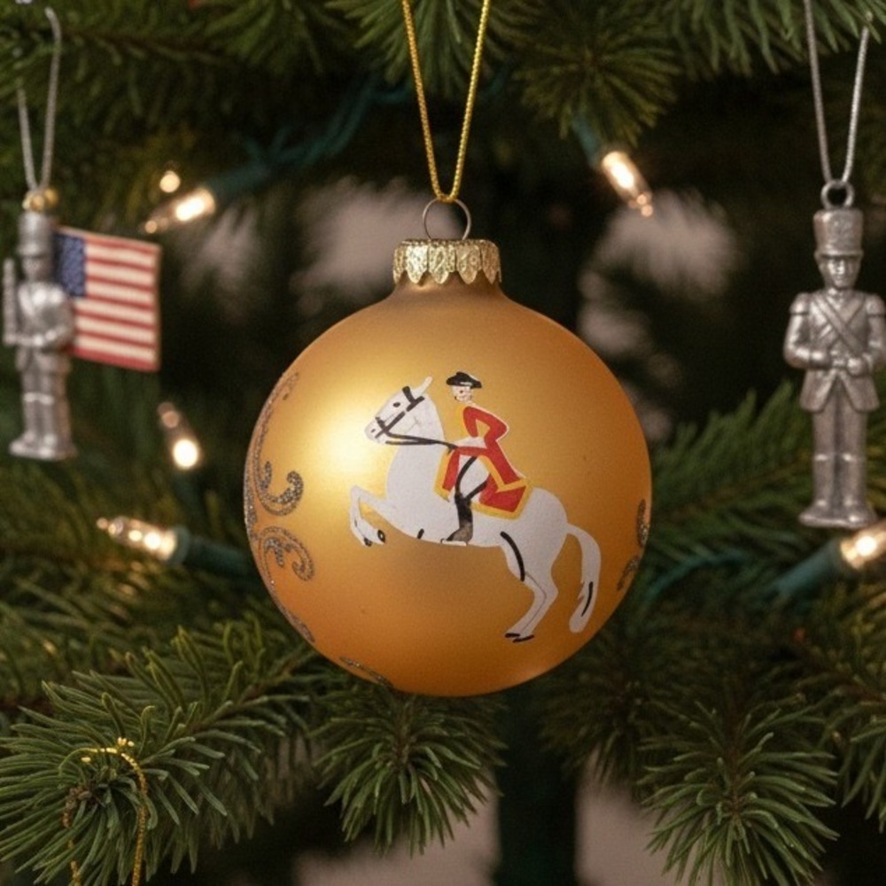 Christmas Horse Dressage Blown Glass Ball Ornament Hand Painted Austria